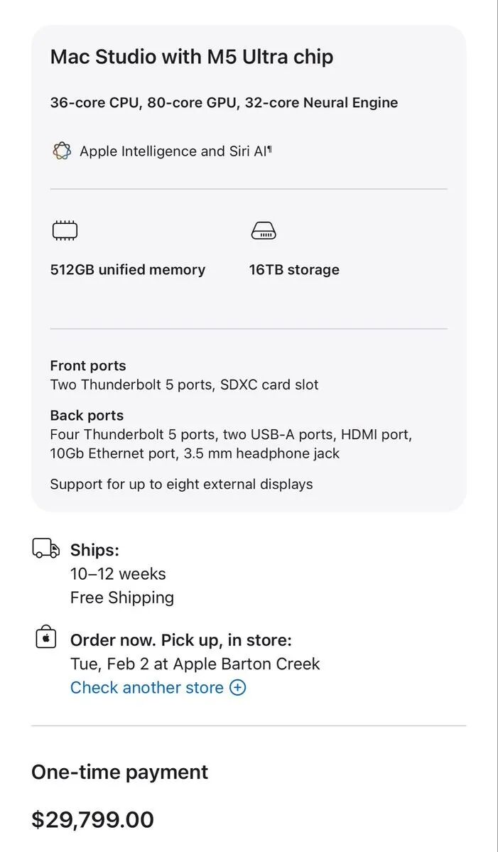 Austen Allred 的 Apple Store 下单截图